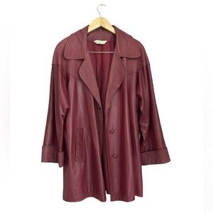 Vintage Sibylle Lyn Made in Canada Leather Maroon Red Leather Jacket Size XL*